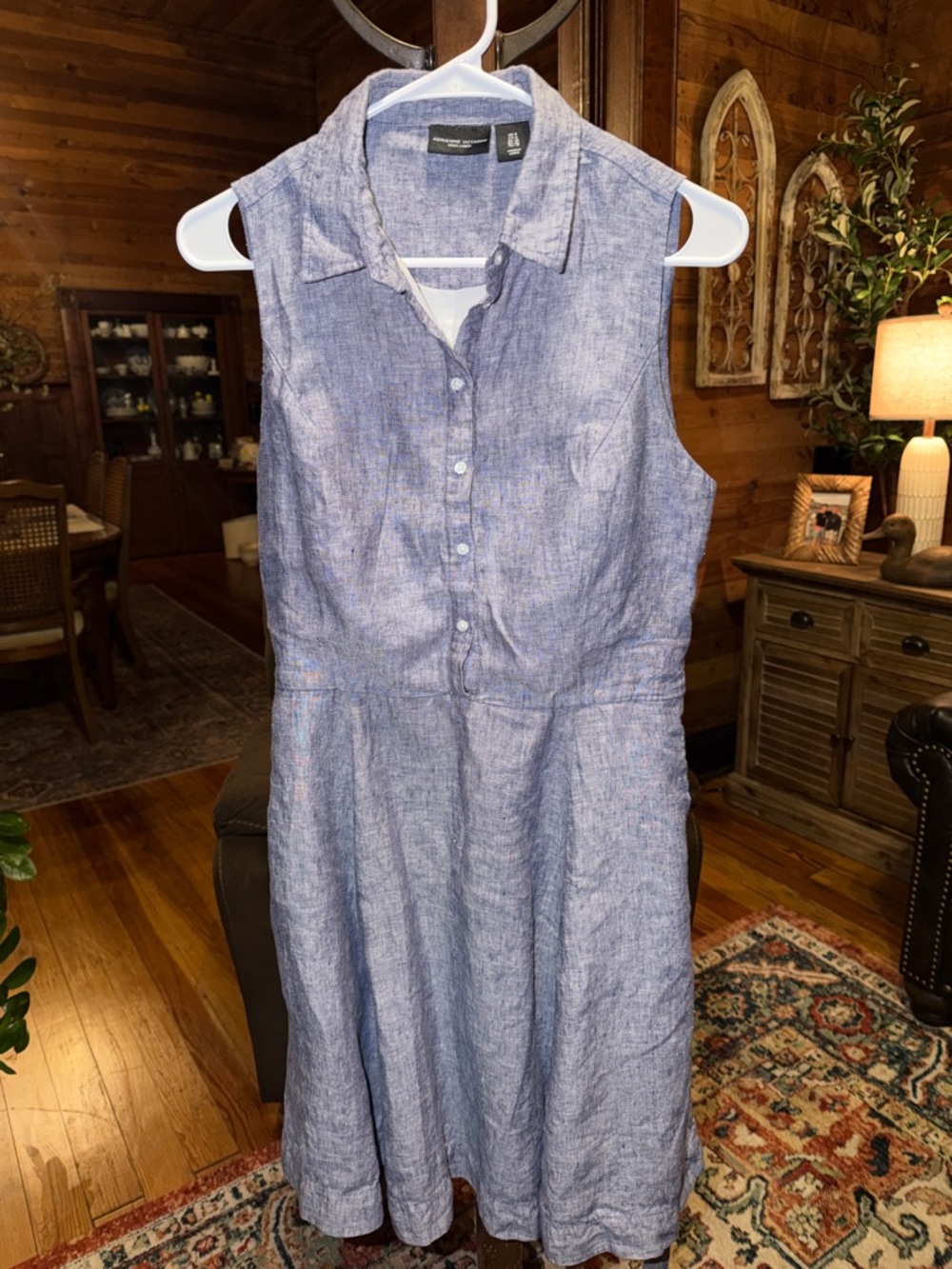 Adrienne Vittadini Sleeveless Midi Shirt Dress in Chambray Blue